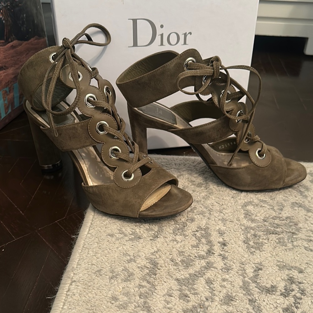 Dior khaki Stiletto Heels with Lace-Up Design